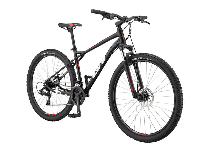 Load image into Gallery viewer, GT Aggressor 29 Comp Tourney Mountain Bike in Black Details
