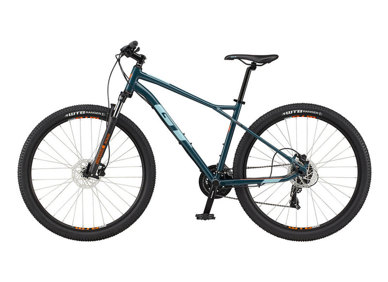 Load image into Gallery viewer, GT Aggressor Expert 29 MicroShift Mountain Bike in Grey Side Angle
